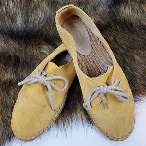 CASA HERNANZ Suede Lace-up Espadrilles Shoes Size 9.5 Womens Yellow Spain
